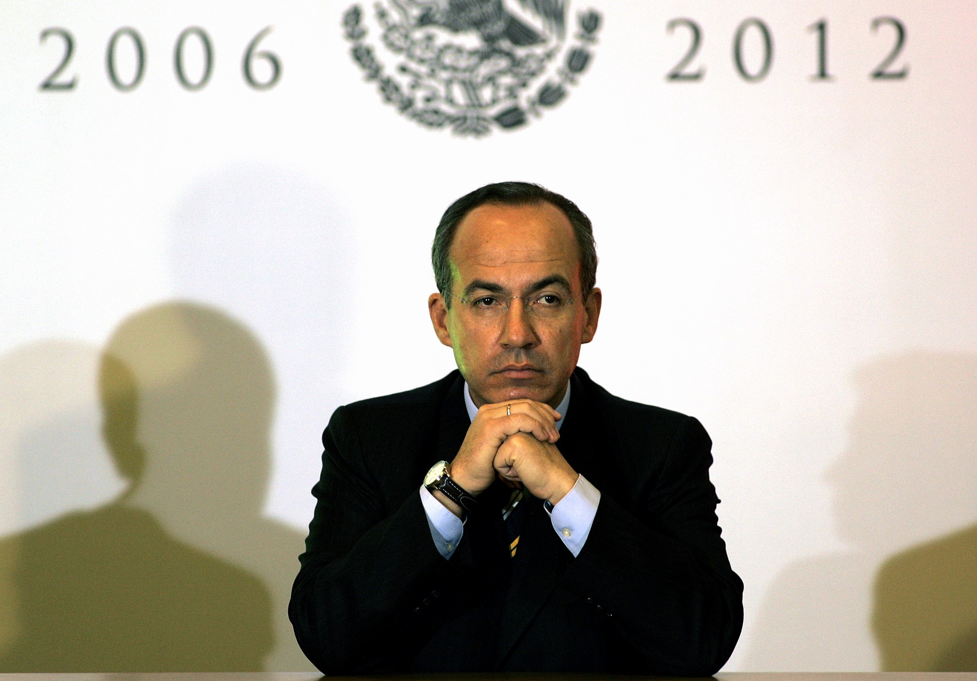 Felipe Calderón Hinojosa, ex presidente de México, en una conferencia.