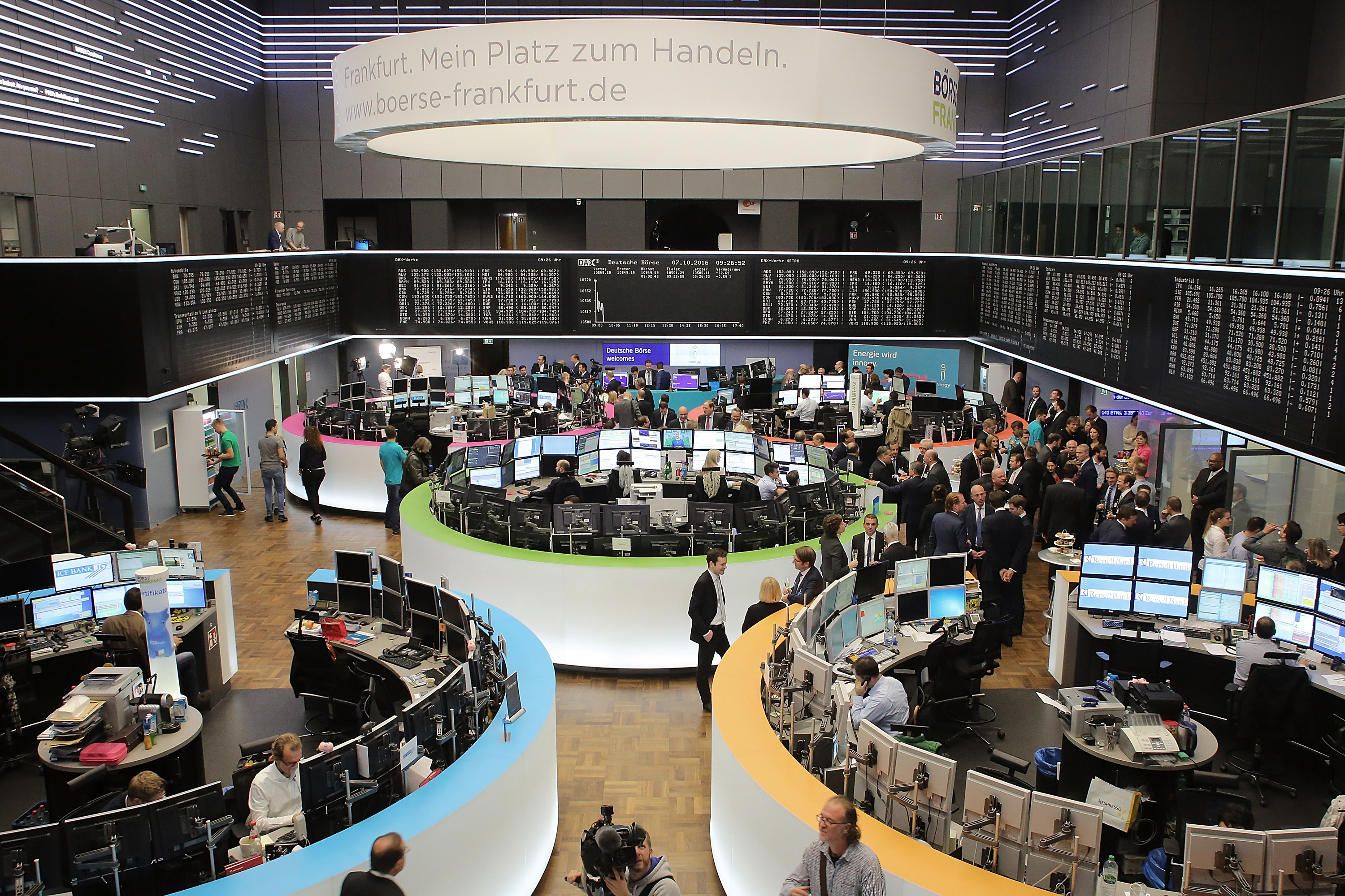 Vista del piso de remates de la Bolsa de Frankfurt (Gety Images)