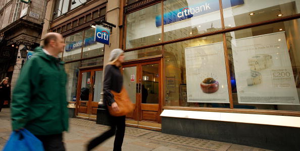Vista de una sucursal de Citibank en el centro de Londres (Getty Images)