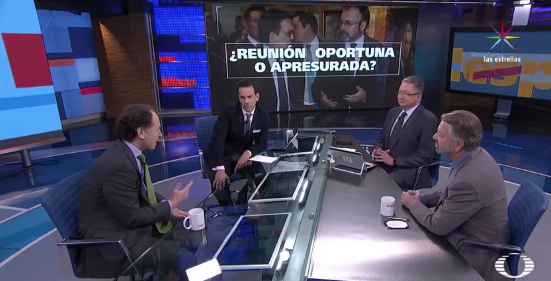 Javier Tello y Jorge Castañeda en la mesa de debate en Despierta con Loret. (Noticieros Televisa)