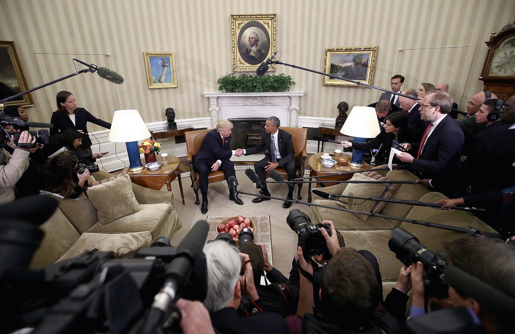 Primera reunión entre Barack Obama y el presidente electo Donald Trump en la Casa Blanca.