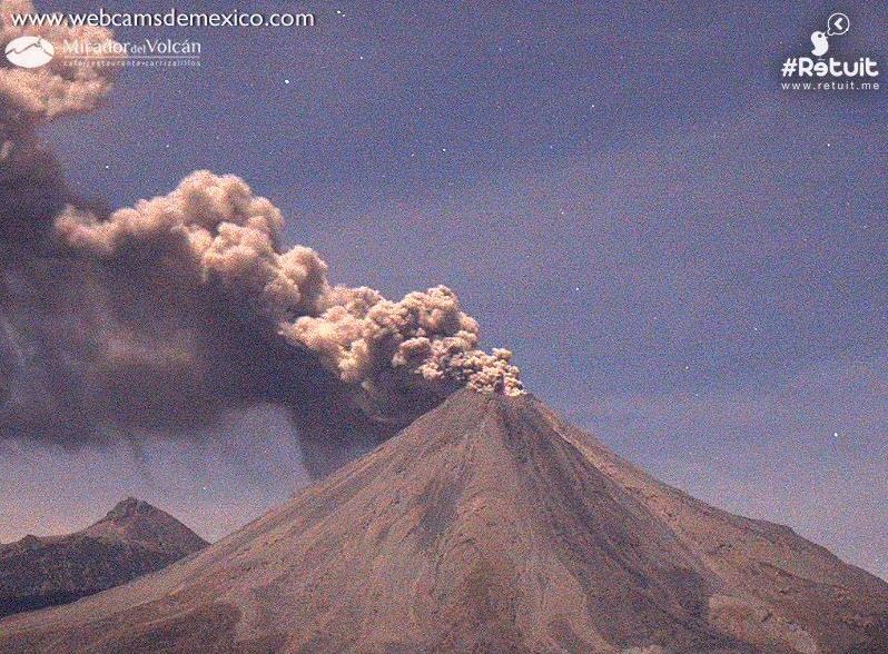 Continúa actividad explosiva en el Volcán de Fuego de Colima