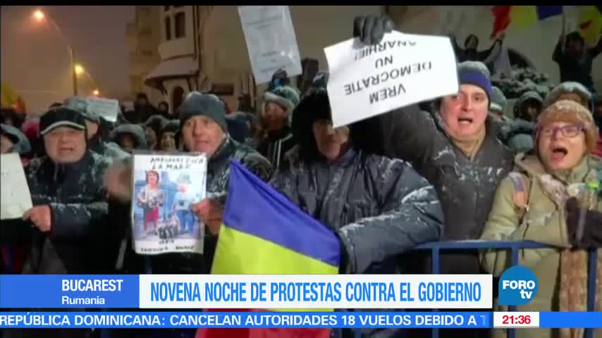 Protestan por novena noche contra gobierno de Rumania