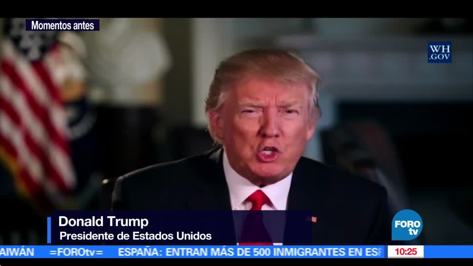 Donald Trump, presidente de Estados Unidos, durante un mensaje a la nación (FOROtv)