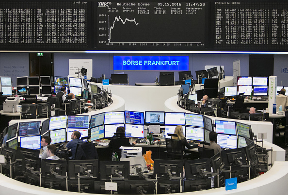 Vista del piso de remates de la Bolsa alemana (Getty Images)