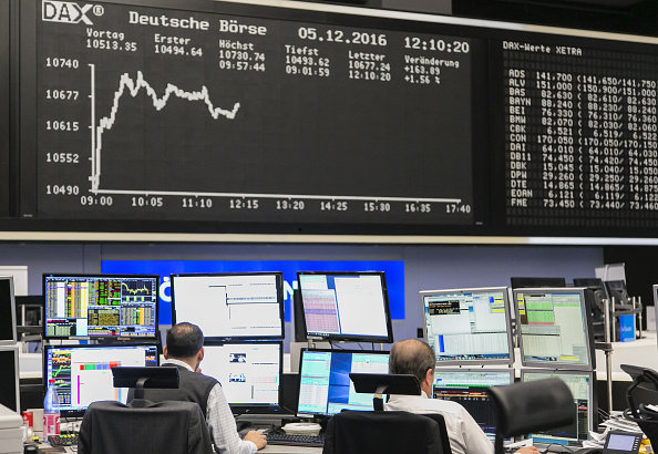 Piso de remates de la Bolsa de Frankfurt (Getty Images)