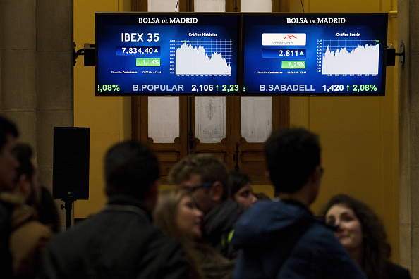 El Ibex 35 de la Bolsa de Madrid subía tímidamente, mientras el resto de las Bolsas europeas operaba a la baja. (Getty Images)
