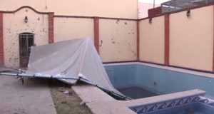 Patio de la casa donde fue abatido ‘El H2’ en Nayarit. (Noticieros Televisa)