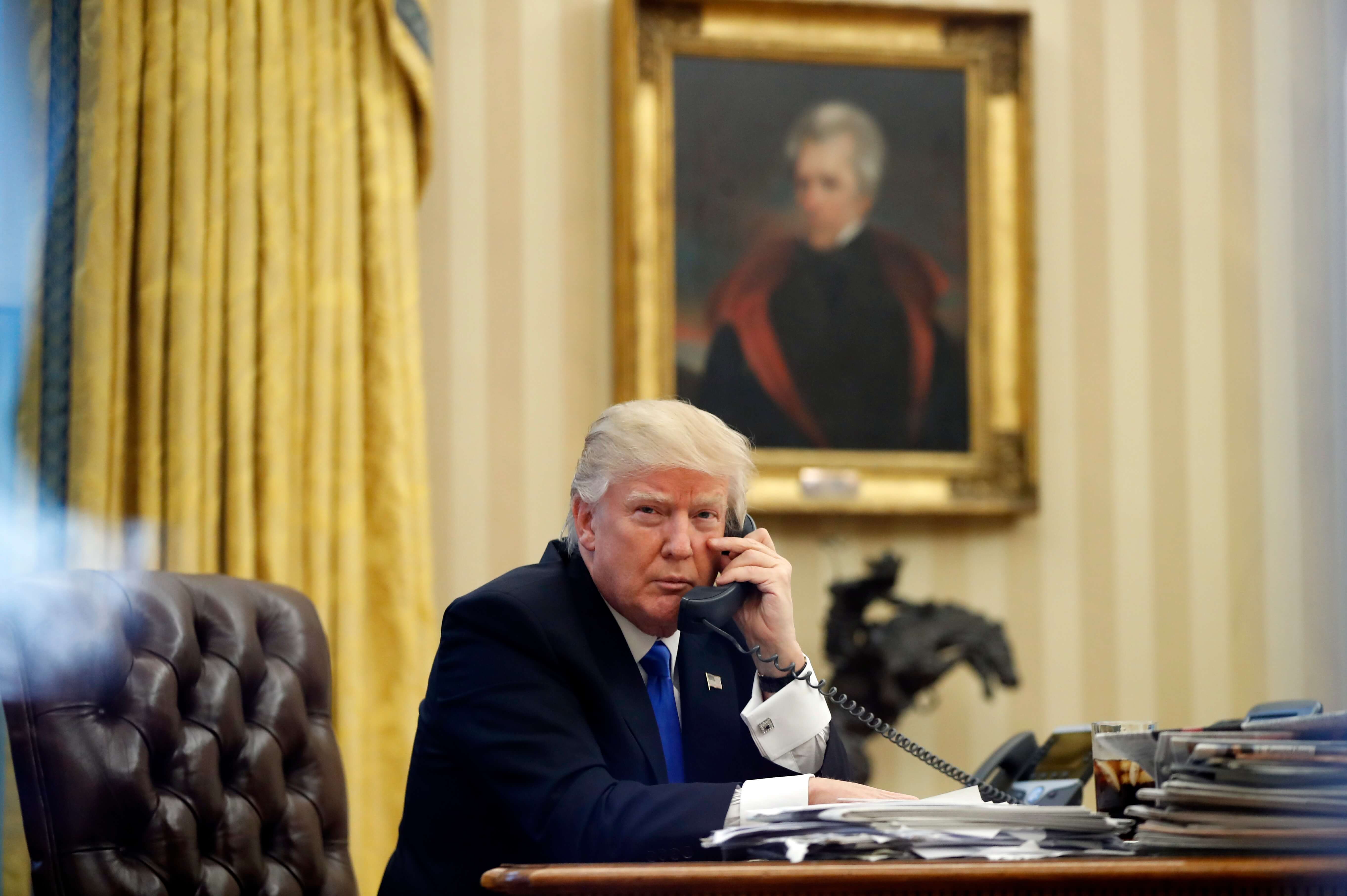 teléfono, presidente, Estados Unidos, Donald Trump, habla, teléfono