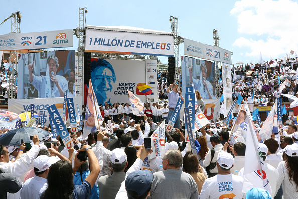 Guillermo Lasso, candidato presidencial a la alianza Creo-SUMA, durante su campaña electoral en Quito, Ecuador (Getty Images)