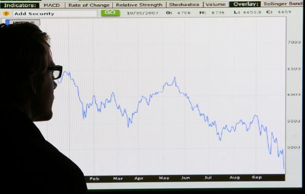 Un hombre revisa la gráfica del comportamiento de la Bolsa de Londres durante un año (Getty Images)