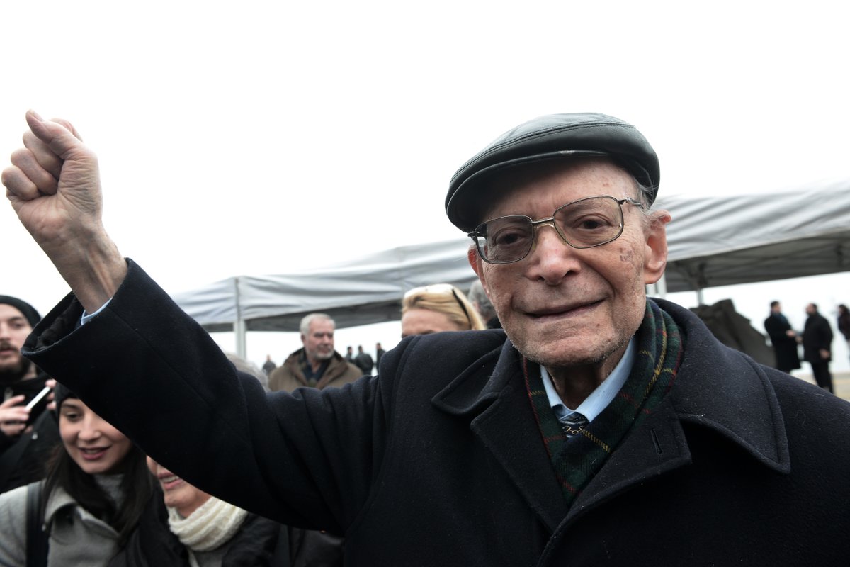 Heinz Kounio, sobreviviente del Holocausto durante la más reciente conmemoración de la persecución al pueblo judío.