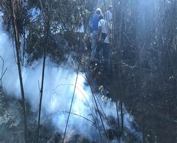 Personal de varias instituciones en Morelos controla un incendio en el Parque Ecoturístico San Lorenzo de Chamilpa en Cuernavaca (Noticieros Televisa)