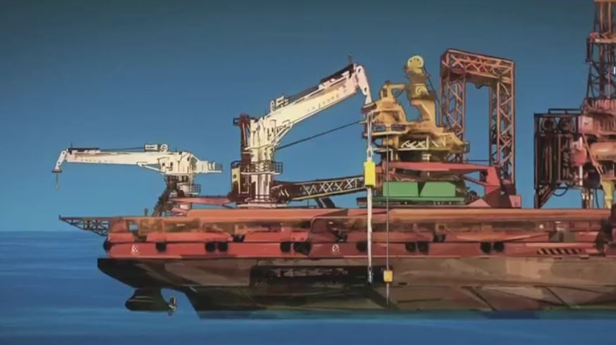 Maquinaria utilizada para dragar el fondo marino (Noticieros Televisa)