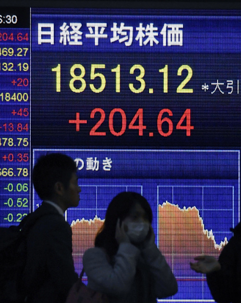 Pizarra de la Bolsa de Tokio (Getty Images)