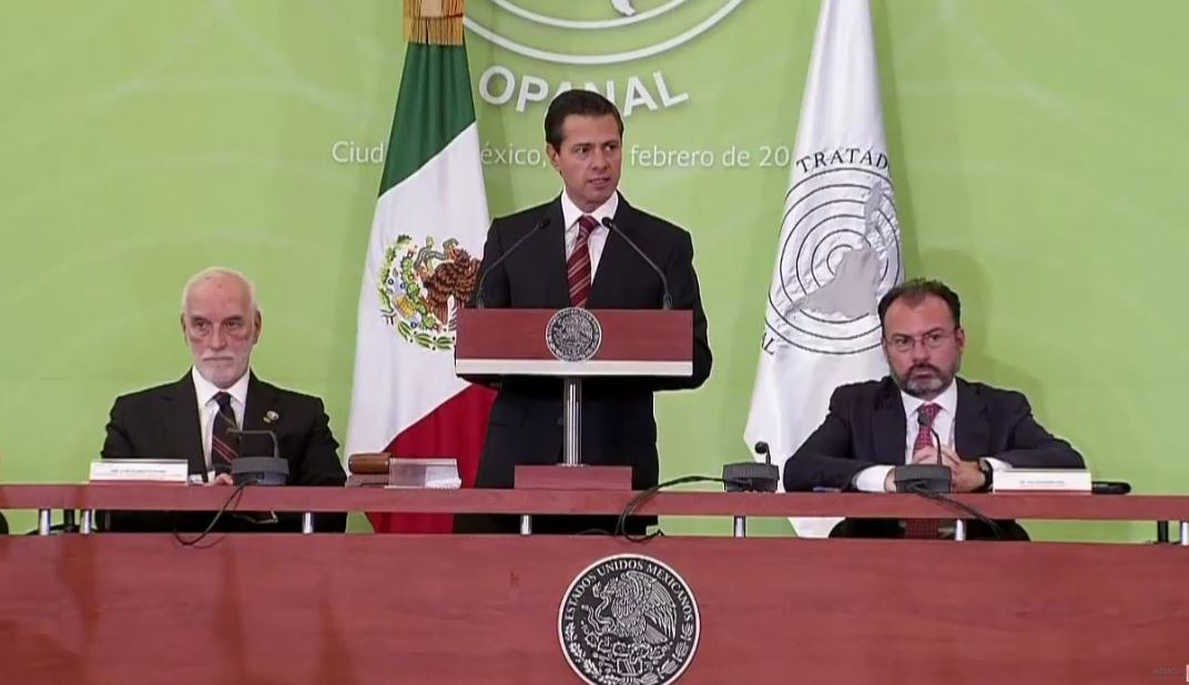 El presidente Peña Nieto la 25 sesión de la Conferencia General de la OPANAL. (Twitter @PresidenciaMX)