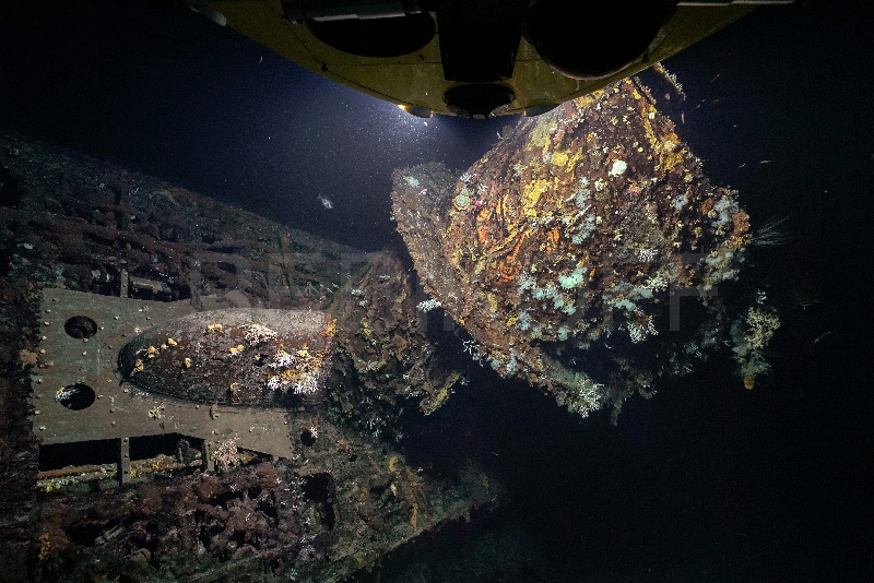 Restos del submarino nazi U-581.