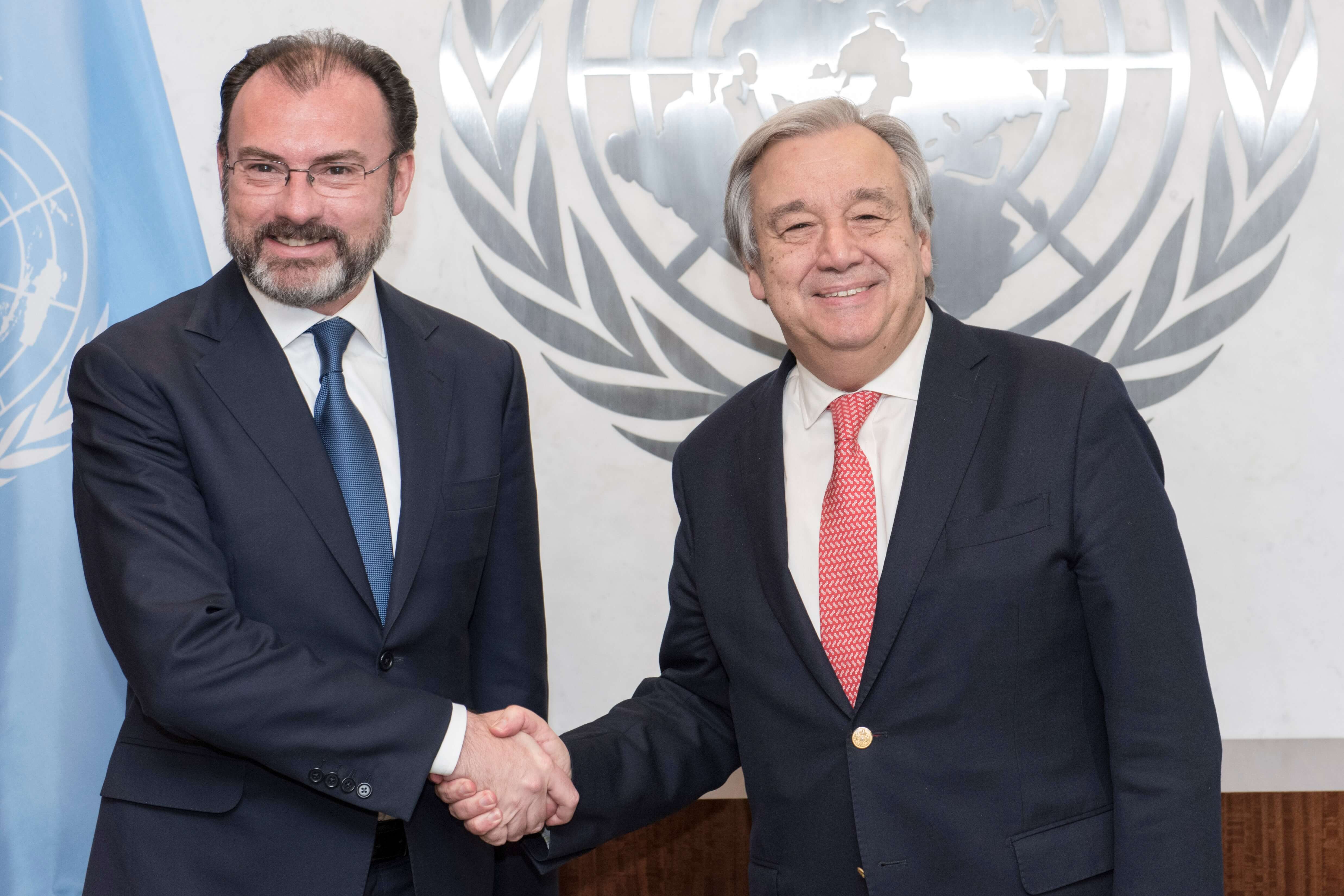 El secretario de Relaciones Exteriores de México se reunió con el secretario general de la ONU, António Guterres. (ONU)