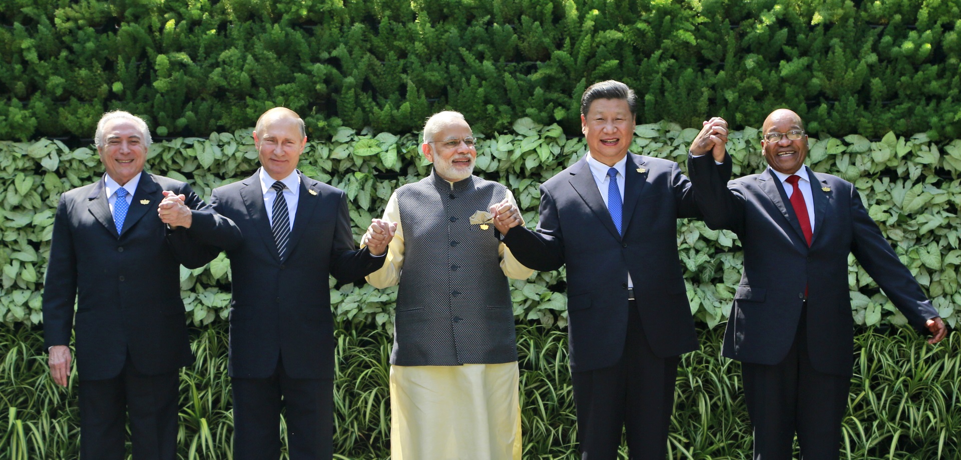 Líderes de los países integrantes del BRICS (AP)