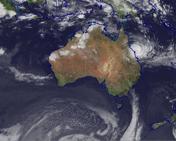 Imagen satelital del ciclón Debbie cerca de las costas de Australia; el meteoro aumenta a categoría 4 (bom.gov.au)