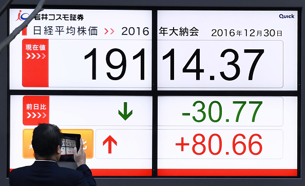 Tablero de la Bolsa de Tokio. (Getty Images, archivo)