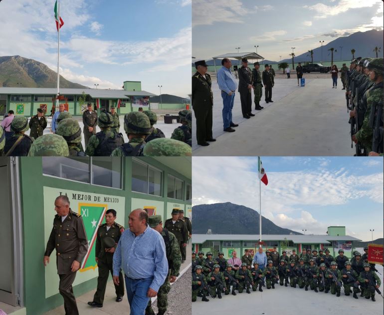 El general Salvador Cienfuegos supervisando la Base de Operaciones de Candela, Coahuila. (Twitter@S_Cienfuegos_Z)