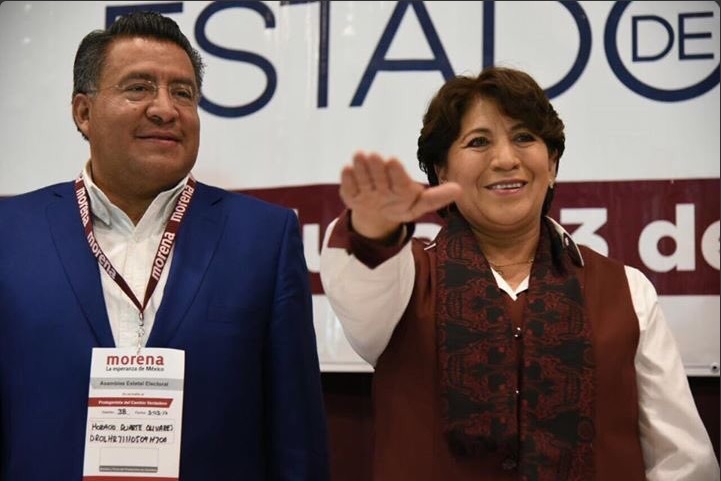Delfina Gómez Álvarez toma protesta como candidata de Morena a la gubernatura del Estado de México (Twitter @XochitlMorena)