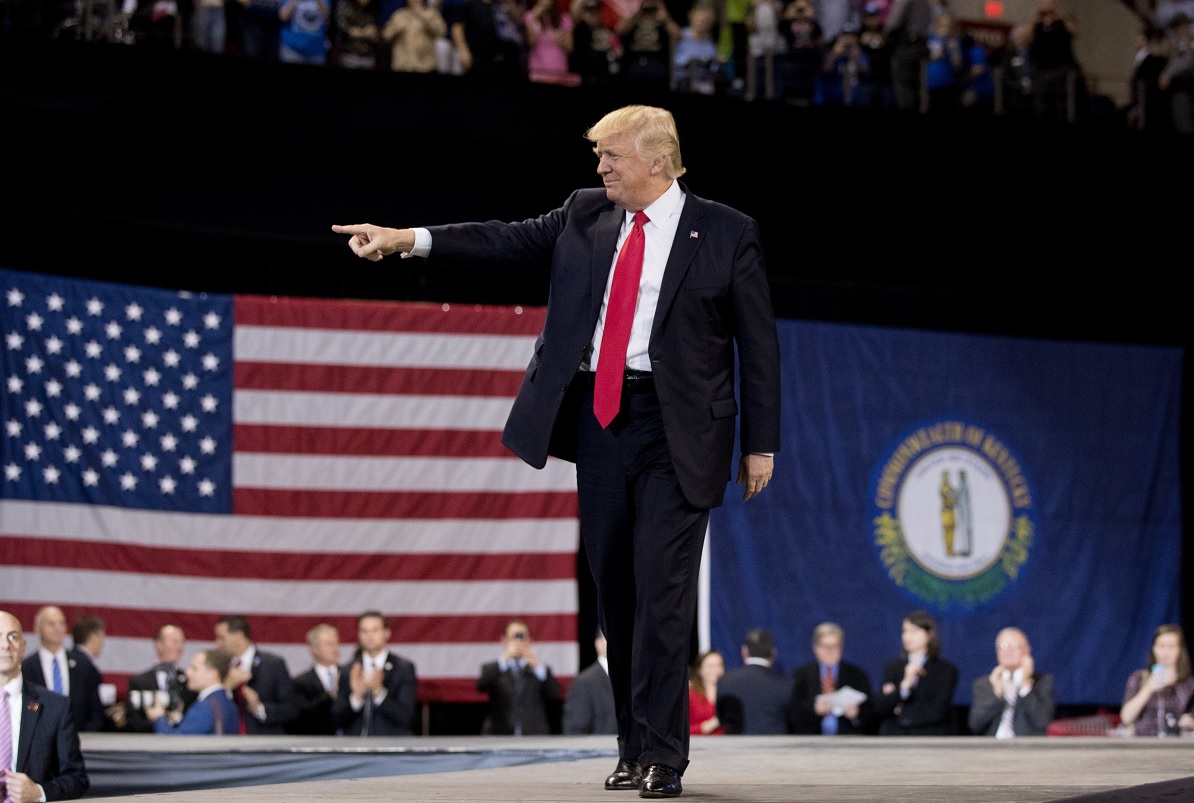 El presidente de Estados Unidos, Donald Trump, durante un mitin en Kentucky.