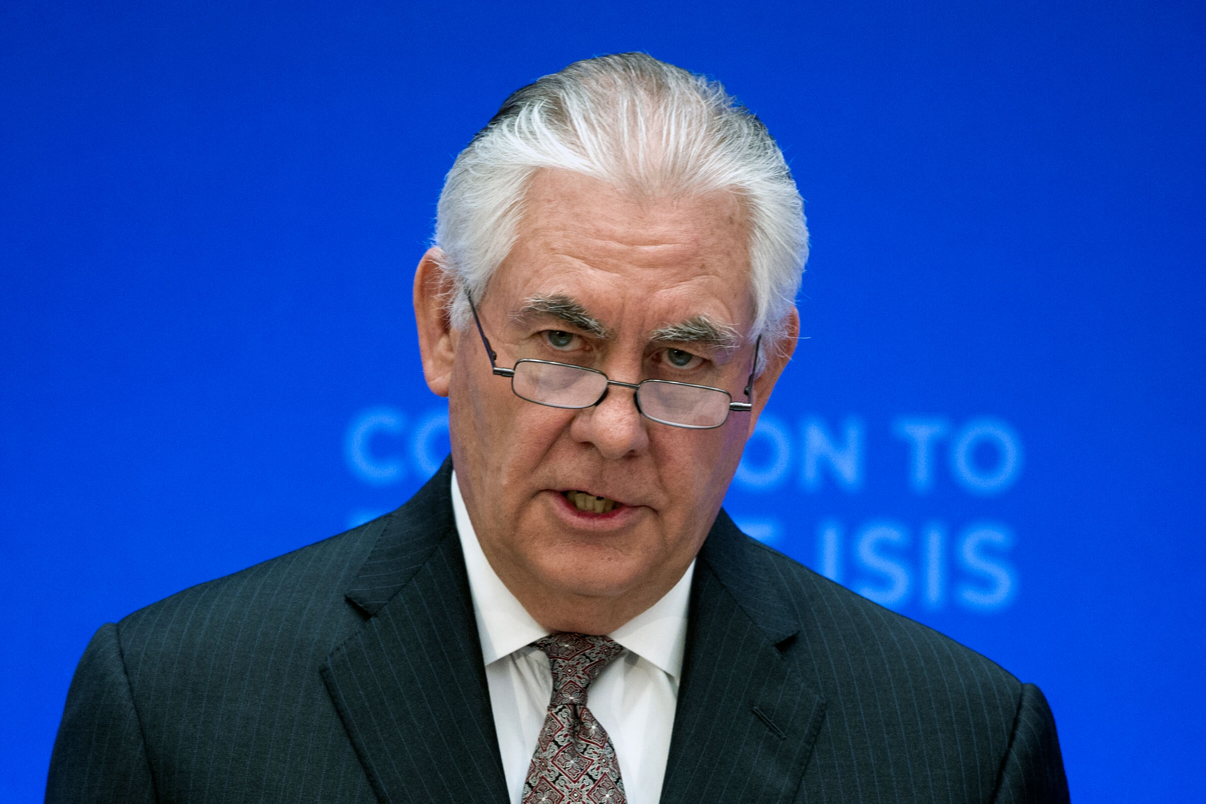 El secretario de Estado de Estados Unidos, Rex Tillerson, durante la reunión de la coalición para derrotar al Estados Islámico.