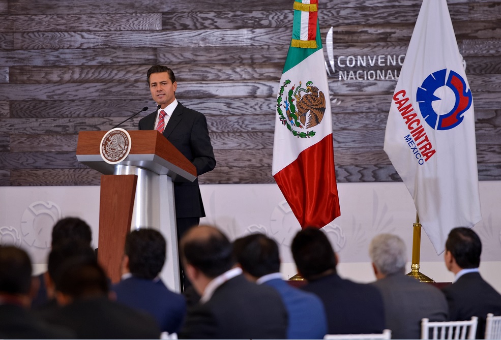 El presidente Enrique Peña Nieto participó en la convención nacional de la Canacintra. (Presidencia de la República)
