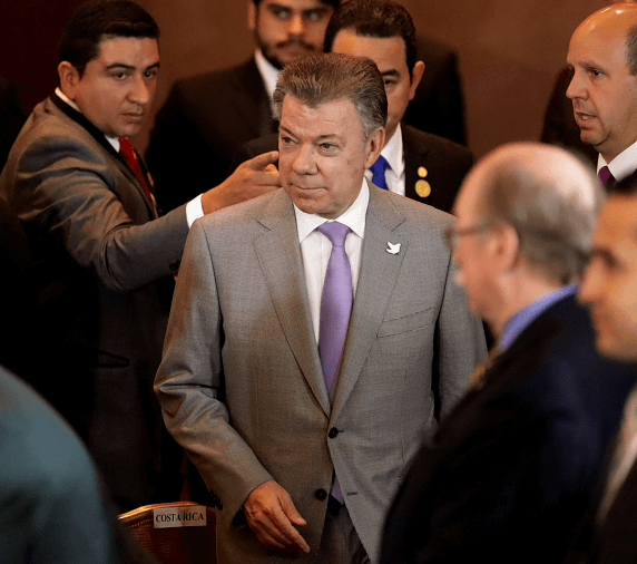 Juan Manuel Santos durante la Cumbre de Jefes de Estado del Mecanismo de Tuxtla, en San José, Costa Rica. (Reuters)