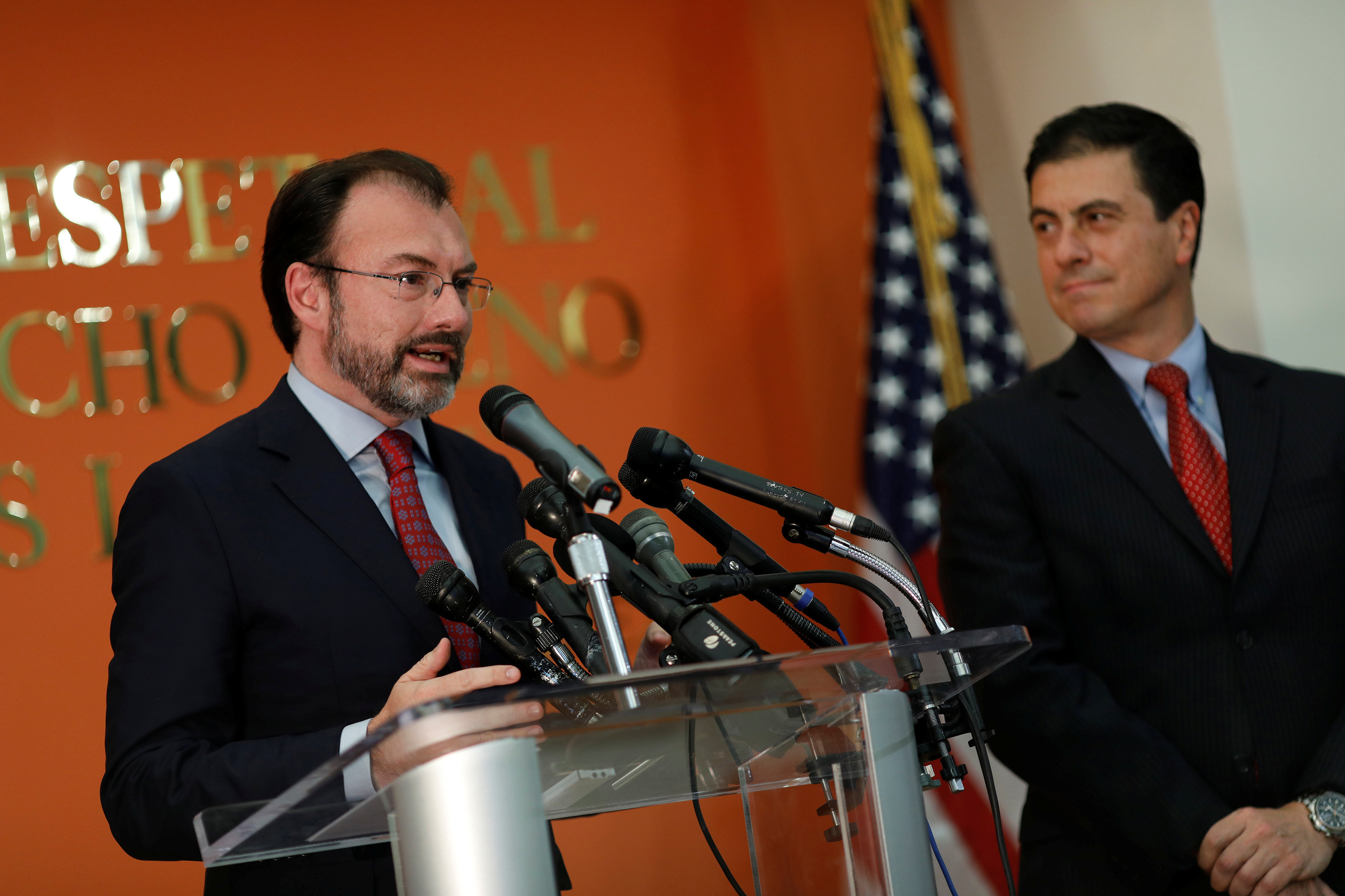 Luis Videgaray, canciller de México, durante una conferencia de prensa.