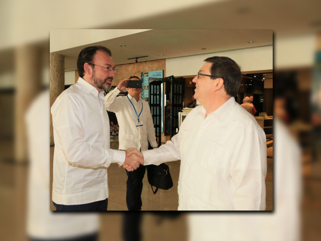 Luis Videgaray, canciller de México, se reúne con su homólogo cubano, Bruno Rodríguez en La Habana (Twitter @SRE_mx)