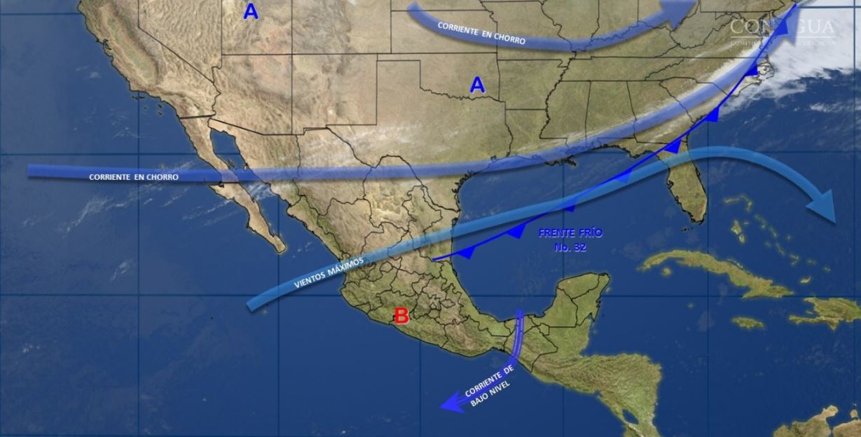 Mapa con el pronóstico del clima para este 2 de marzo; prevén tormentas en Puebla, Veracruz y Oaxaca. (SMN)