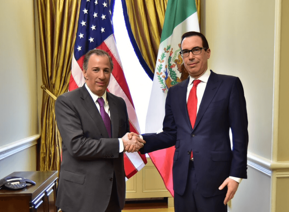 El secretario de Hacienda destacó ante Mnuchin la importancia de impulsar una economía mexicana fuerte y una Norteamérica competitiva y próspera. (@JoseAMeadeK)