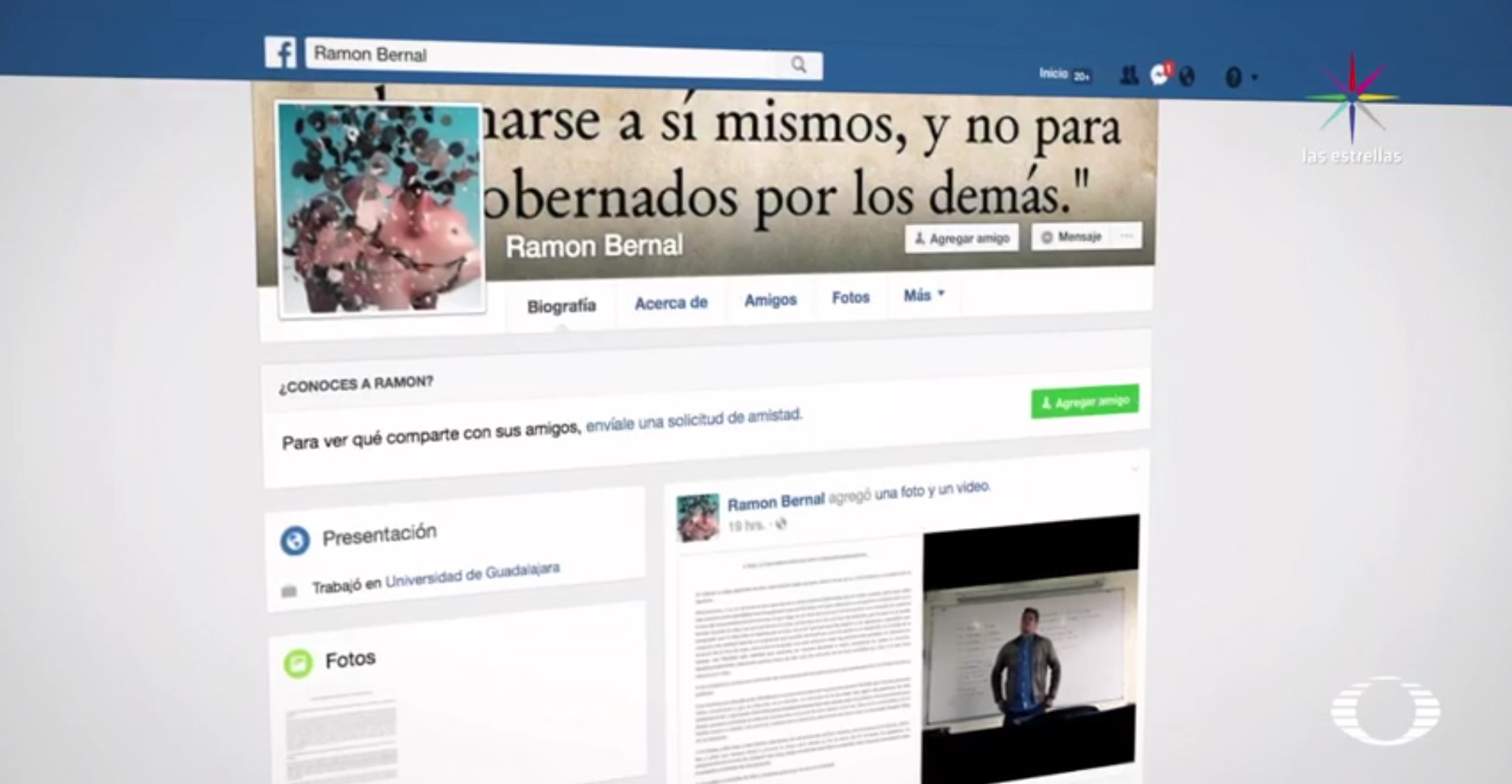 En una carta publicada en Facebook, Ramón Bernal señaló que el video que se difundió fue de dos minutos de una clase que en realidad duró una hora. (Facebook: Ramón Bernal)