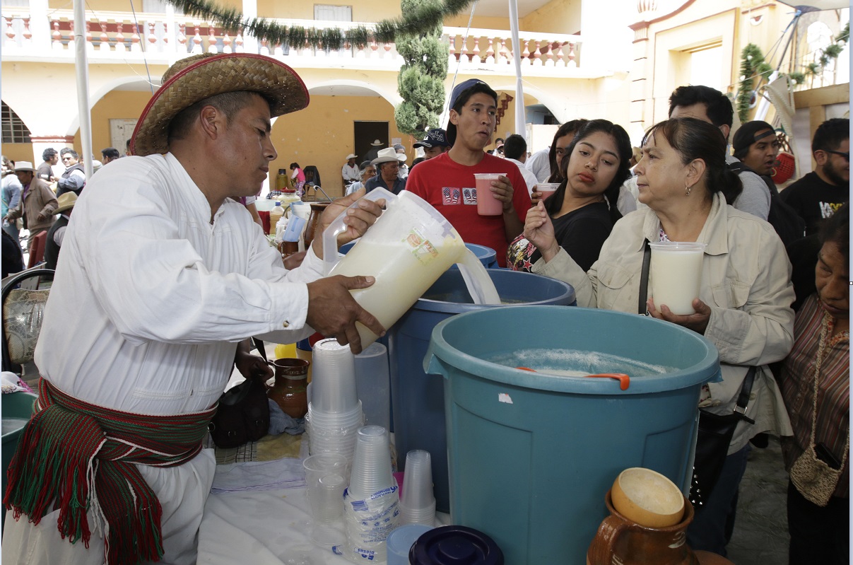 Productores de pulque realizan la Feria en la comunidad de San Mateo Ozolco, Puebla (NTX)