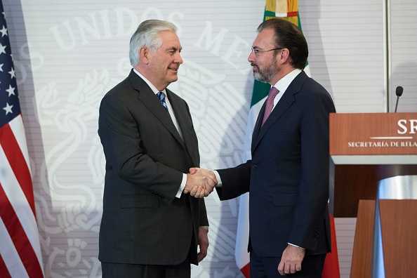 El secretario de Relaciones Exteriores, Luis Videgaray, en su reunión con el secretario de Estado de Estados Unidos, Rex Tillerson. (Getty Images)