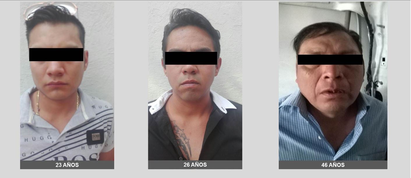Tres sujetos son detenidos cuando recorrían calles de la colonia Obrera, con una persona secuestrada. (PGJ-CDMX)