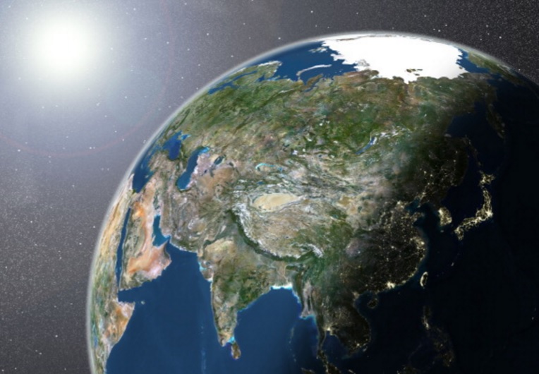 Imagen de los satélites LANDSAT 5 y 7 de la Tierra que muestra al Sol (Getty Images)