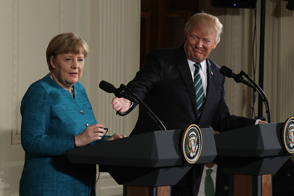 El presidente de Estados Unidos, Donald Trump, y la canciller alemana, Angela Merkel, durante una conferencia de prensa (Getty Images)