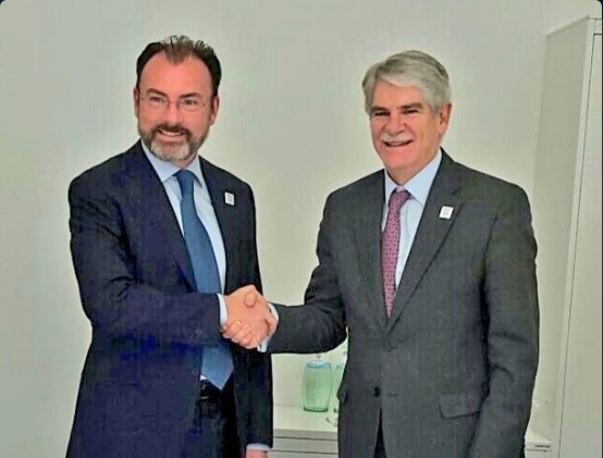 Alfonso Dastis, ministro de Relaciones Exteriores de España, se reúne con el canciller mexicano Luis Videgaray, durante la cumbre de ministros del G20 en Bonn el 21 de febrero (Twitter @AlfonsoDastisQ)  