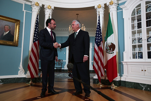 El canciller Luis Videgaray y el secretario de Estado de Estados Unidos, Rex Tillerson. (Getty Images)