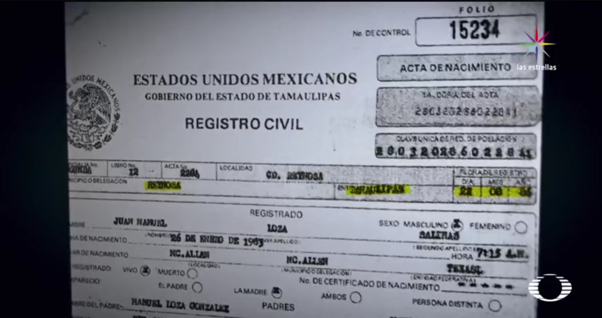 'El Comandante Toro' fue registrado en Reynosa, Tamaulipas, en 1983. (Noticieros Televisa)