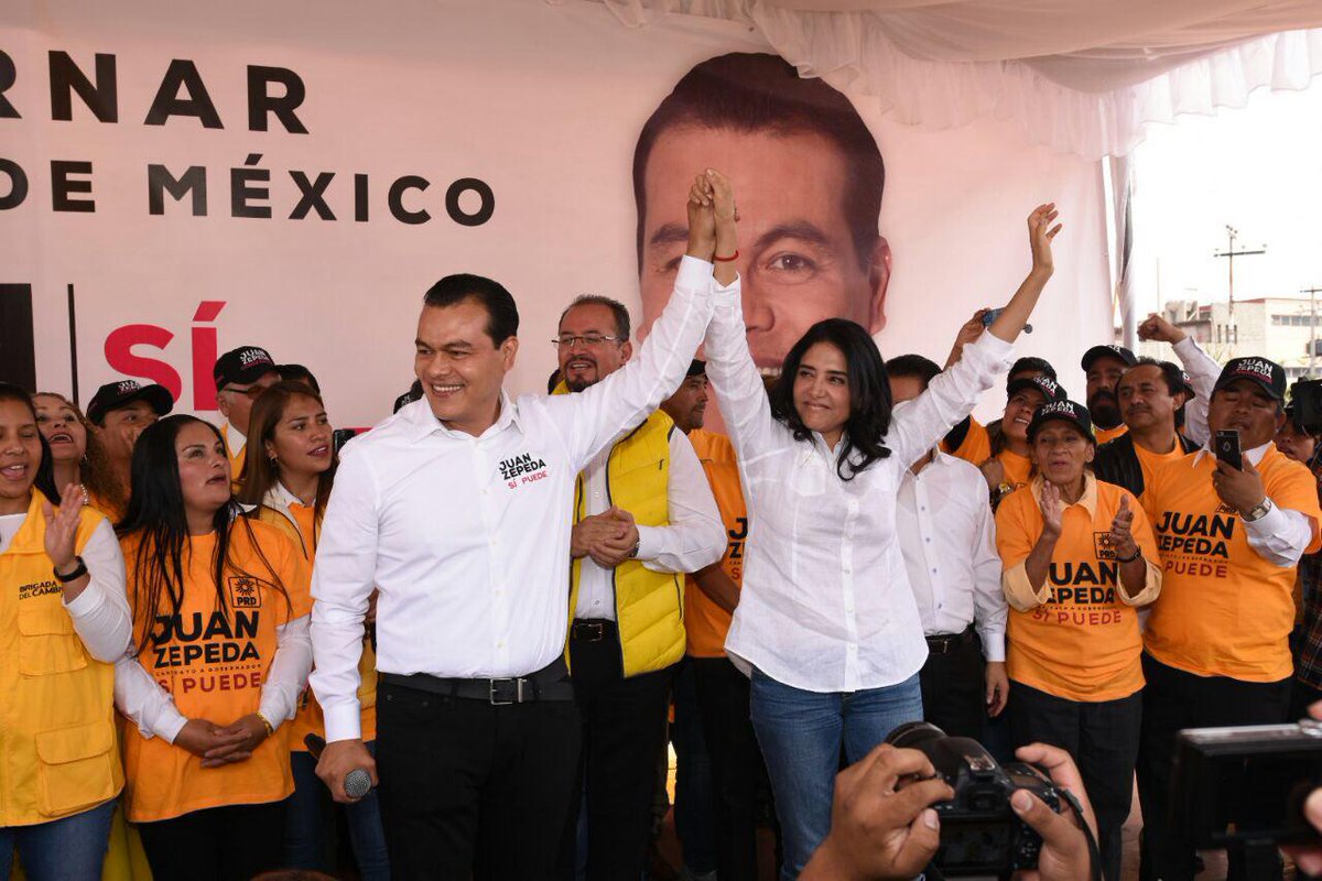 Alejandra Barrales en campaña con Juan Zepeda. (Twitter @Ale_BarralesM)