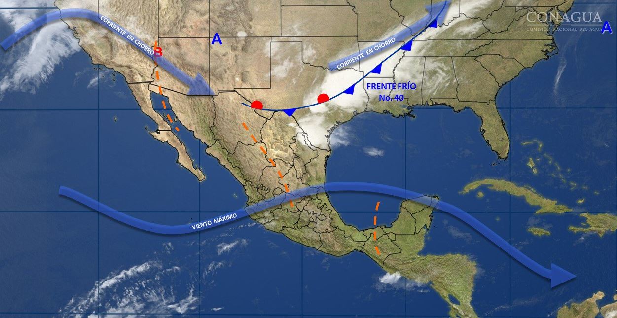 Mapa con el pronóstico del clima para este 11 de abril; frente frío 40 provocará lluvias en gran parte de México. (SMN)
