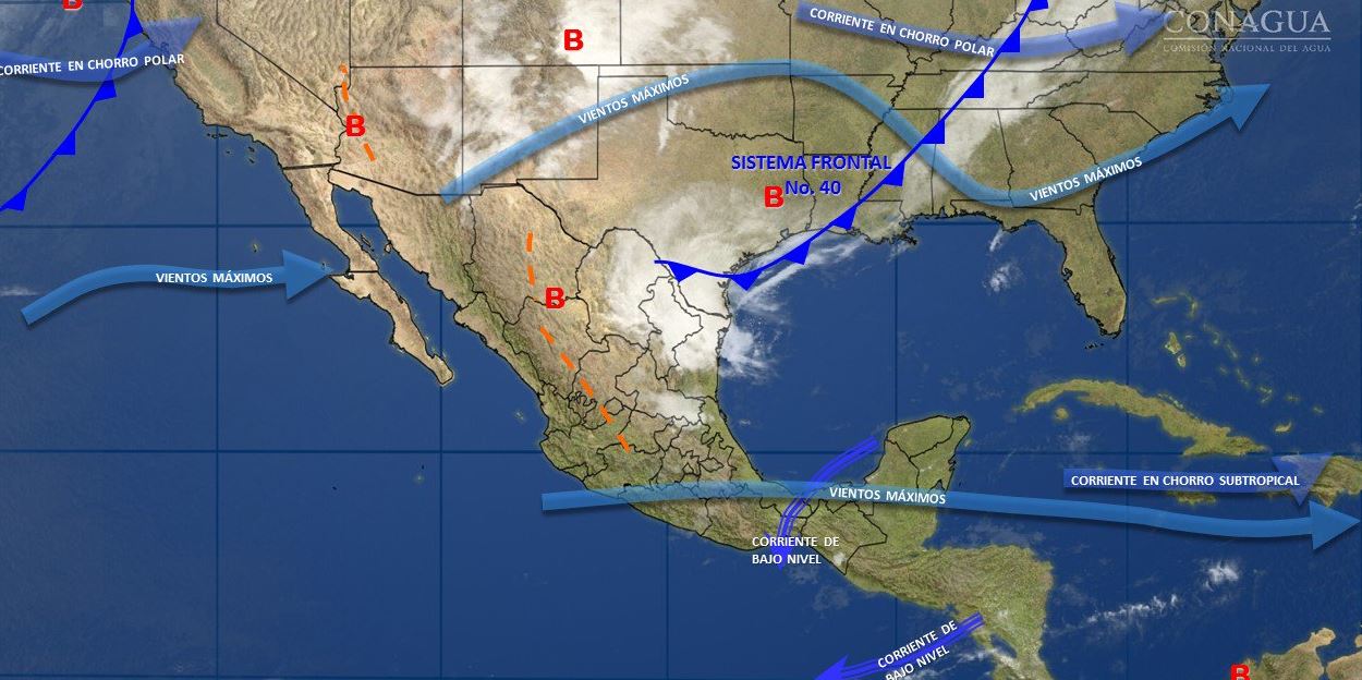 Mapa con el pronóstico del clima para este 12 de abril; frente frío 40 provocará lluvias en gran parte de México. (SMN)