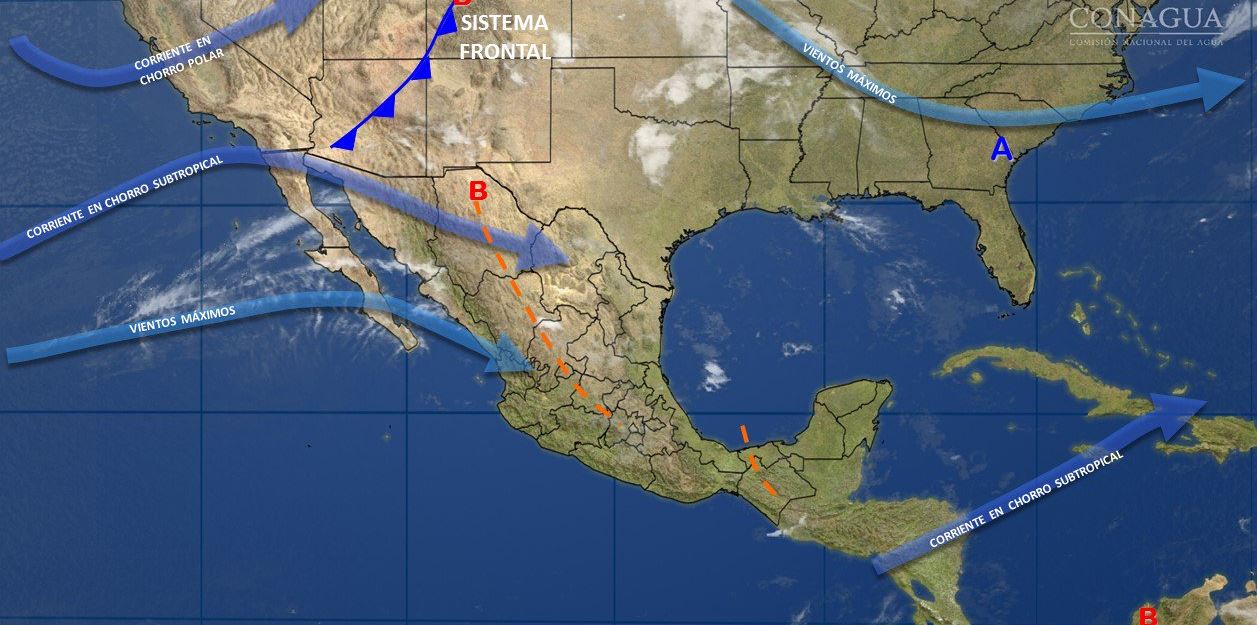 Mapa con el pronóstico del clima para este 14 de abril; nuevo frente frío provocará vientos fuertes en México. (SMN)
