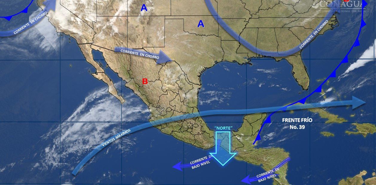 Mapa con el pronóstico del clima para este 7 de abril; prevén una temperatura máxima de 40 grados en Baja California, Sonora, Sinaloa. (SMN)