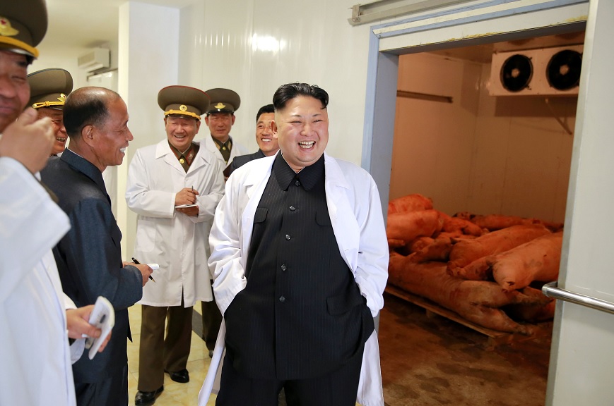 El líder de Corea del Norte, Kim Jong Un, visitó la granja de cerdos Thaechon de la Fuerza Aérea y Antiaérea del Ejército Popular de Corea (Reuters)